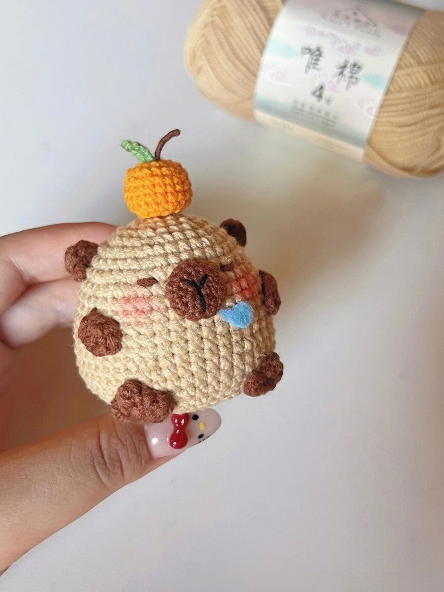 Crochet Capybara Foodie Doll – Handmade Amigurumi Charm