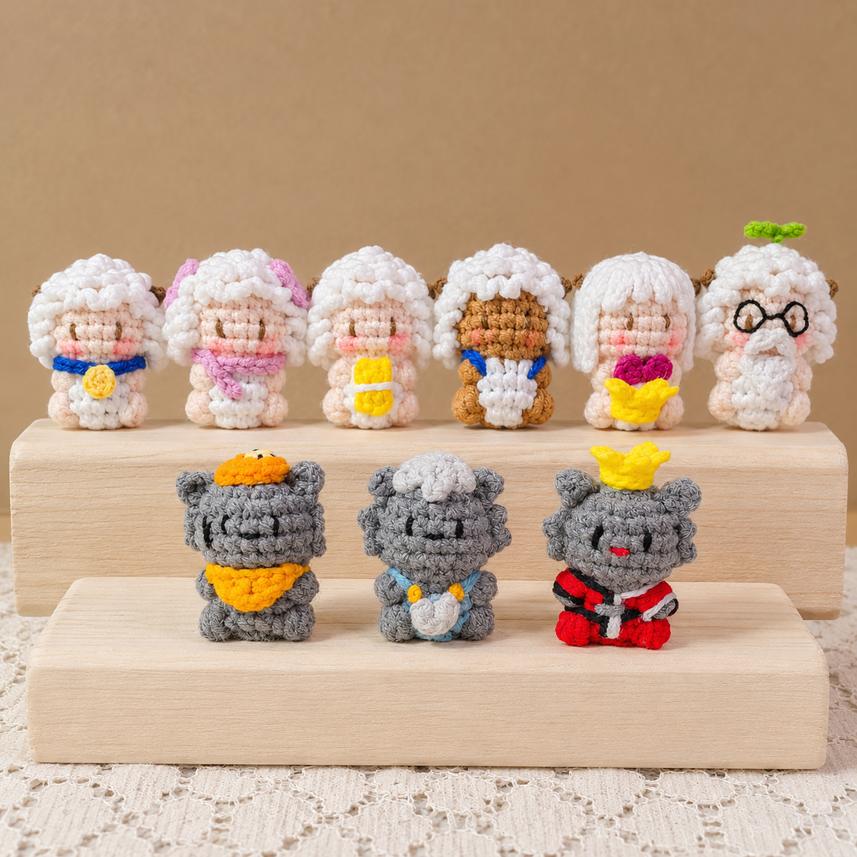 Crochet Sheep & Wolf Dolls – Handmade Amigurumi Collection