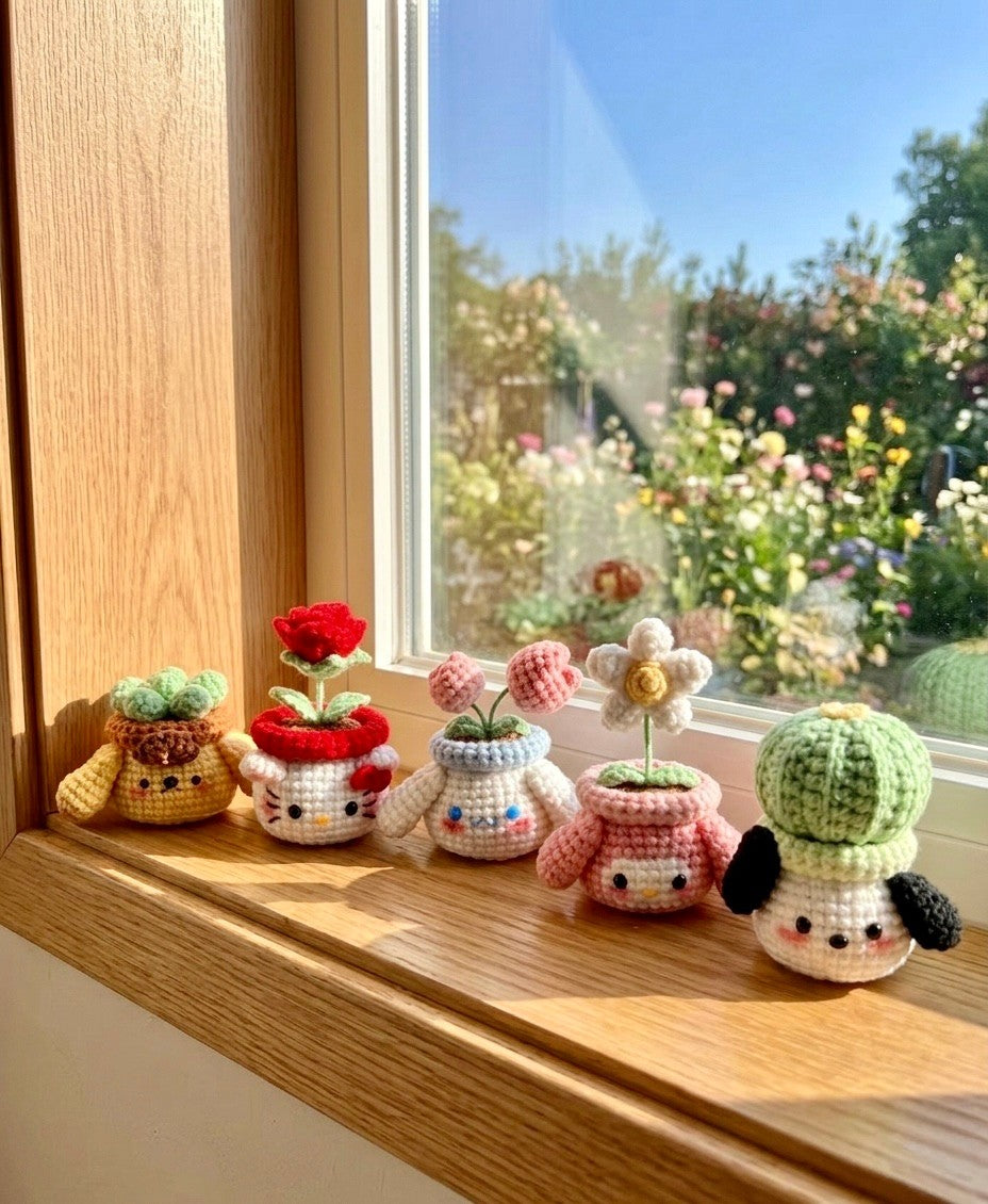 Crochet Flower Pot Dolls – Handmade Mini Plant Decor