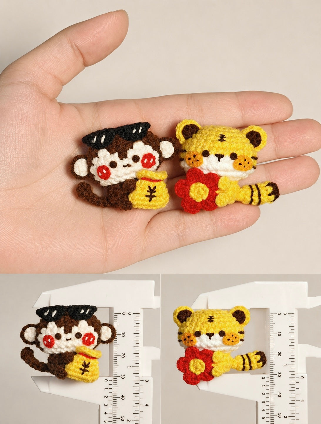 Lucky Clover Friends – Handmade Crochet Bunny & Fox Charms
