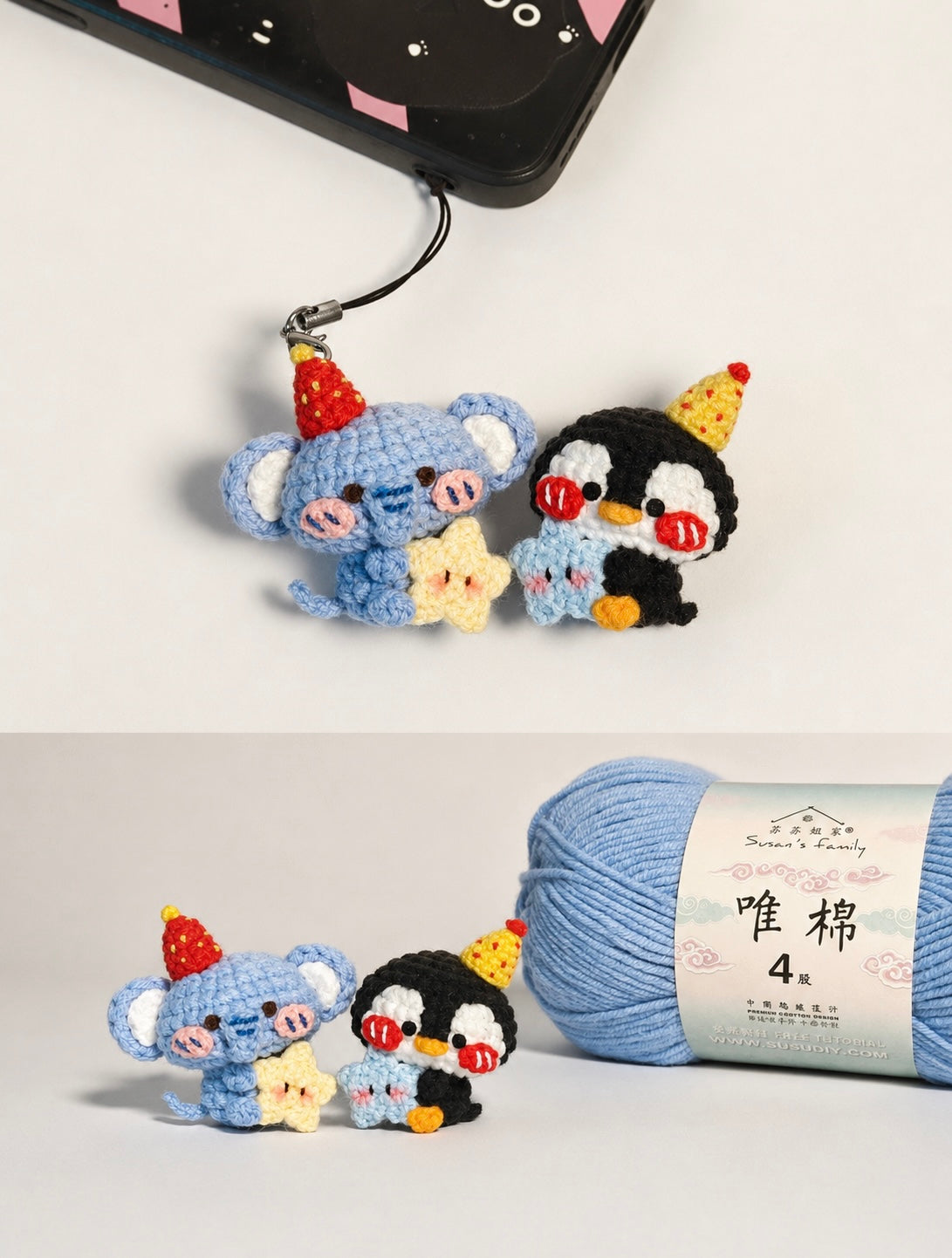 Lucky Clover Friends – Handmade Crochet Bunny & Fox Charms