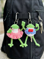 Crochet Frog Couple Keychain – Handmade Bag Charm