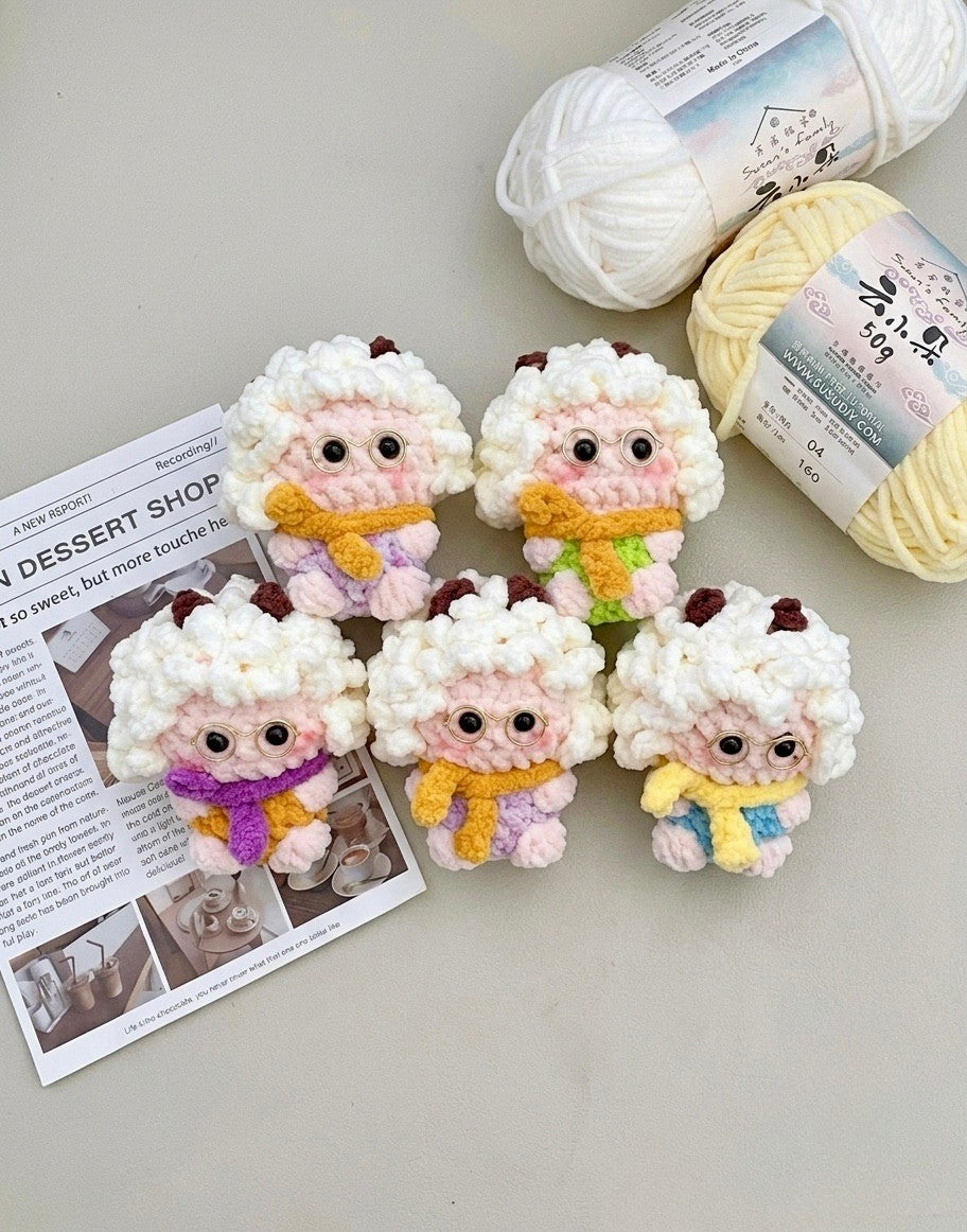 Crochet Lamb Doll with Glasses – Handmade Amigurumi Plush