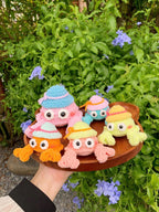 Crochet Crab with Sun Hat – Handmade Amigurumi Doll