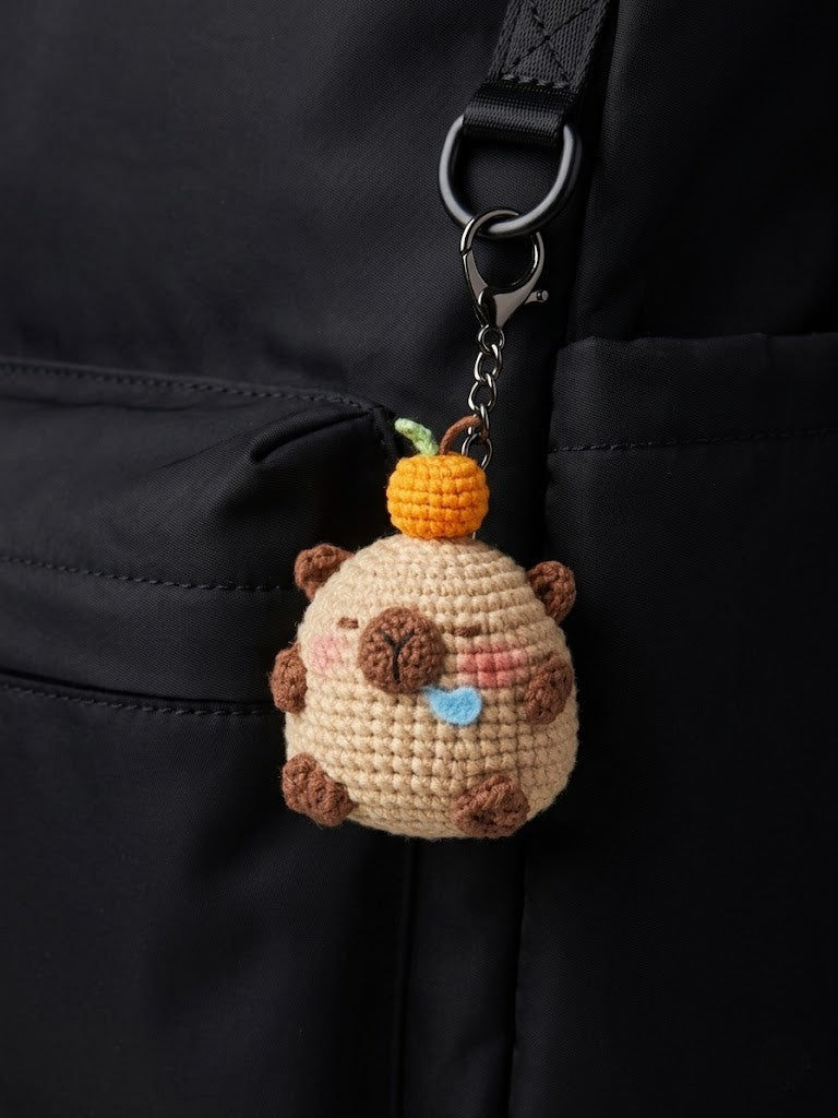 Crochet Capybara Foodie Doll – Handmade Amigurumi Charm