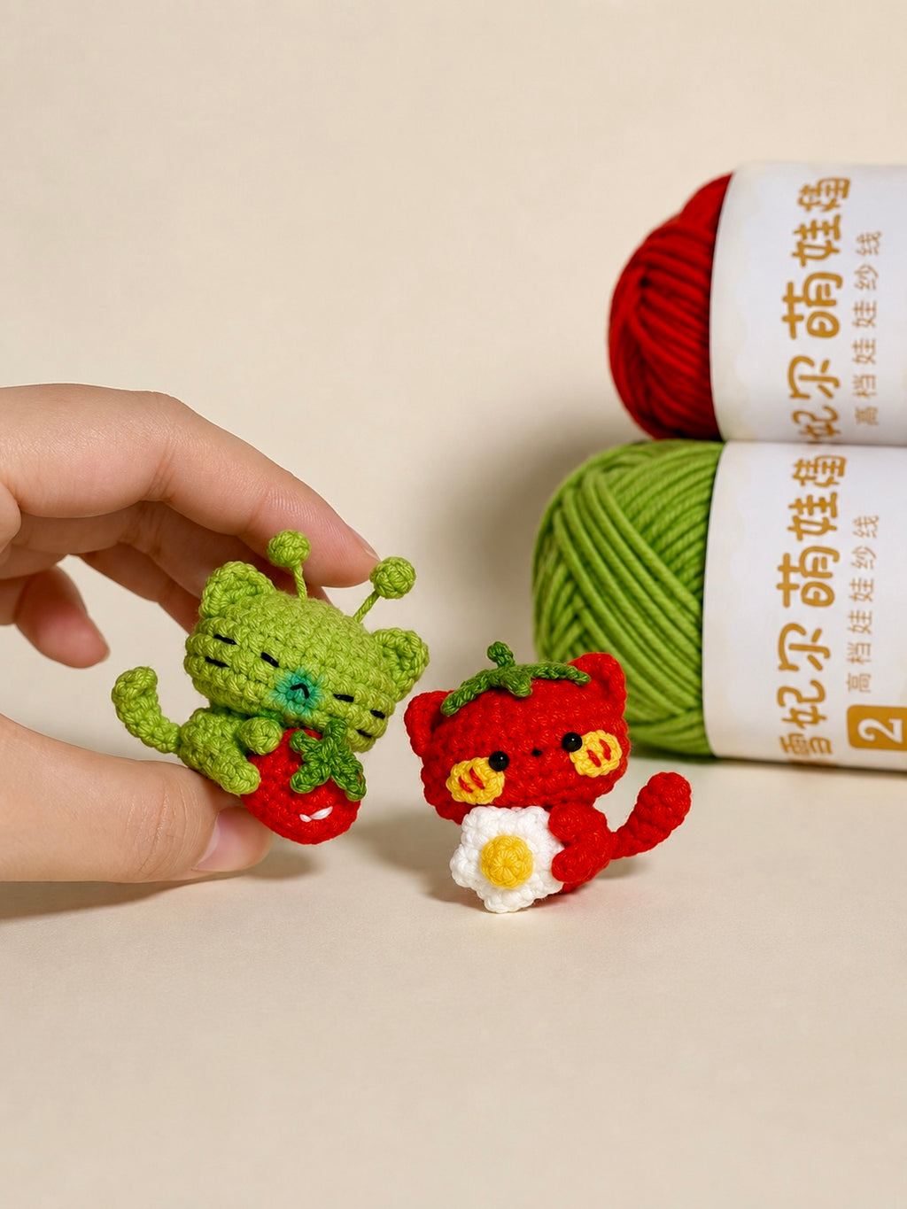 Lucky Clover Friends – Handmade Crochet Bunny & Fox Charms