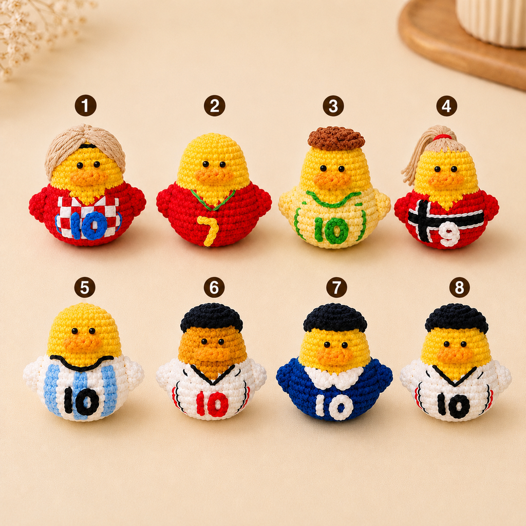 Crochet Soccer Duck Doll – Handmade Football Fan Plush