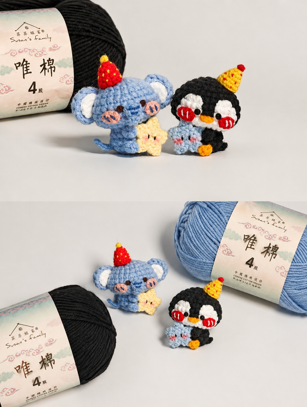 Lucky Clover Friends – Handmade Crochet Bunny & Fox Charms