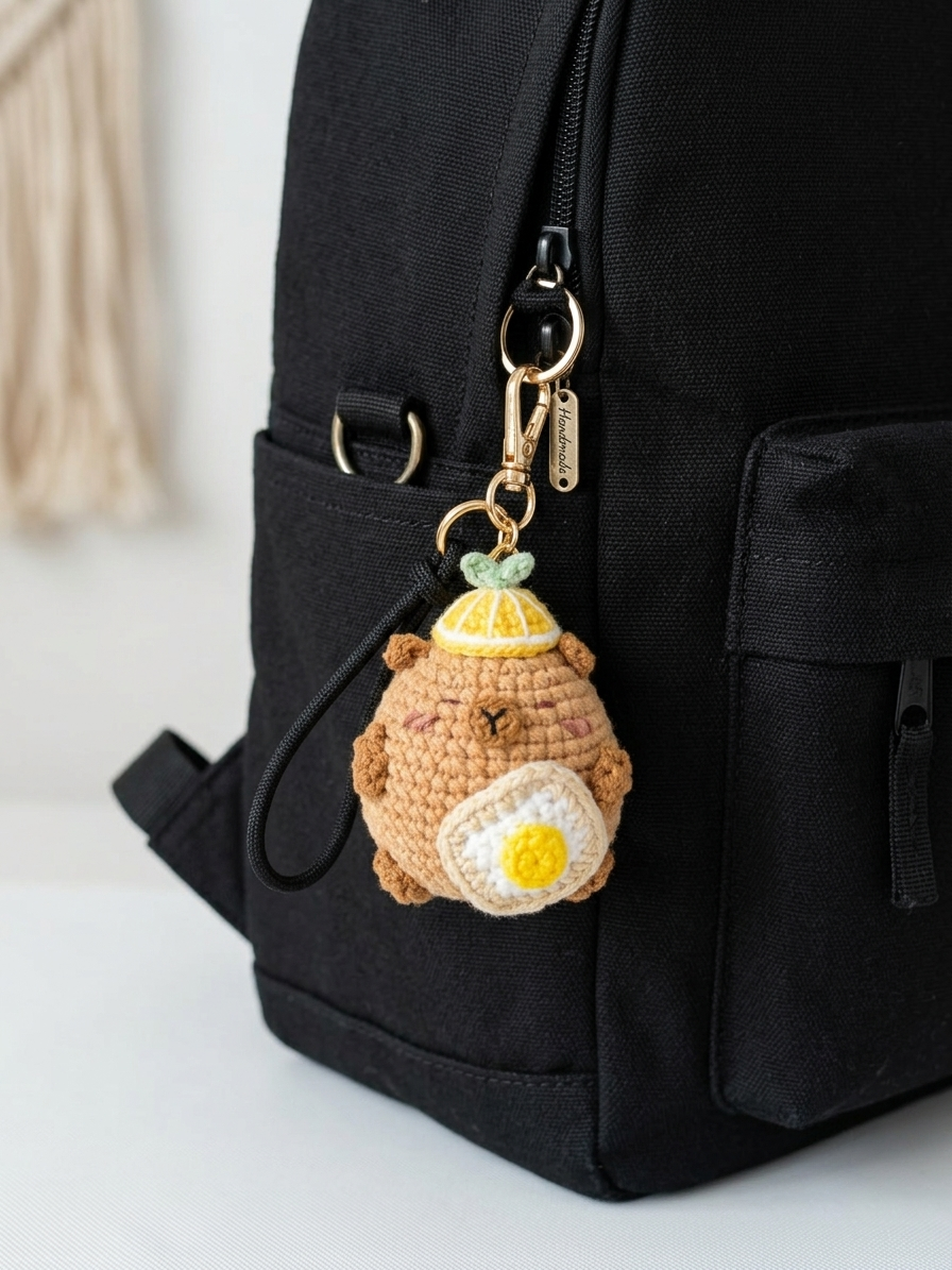 Crochet Capybara Foodie Doll – Handmade Amigurumi Charm