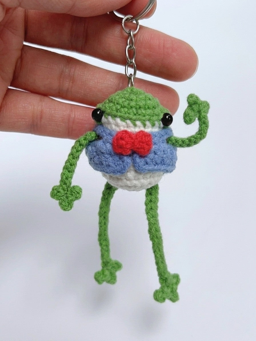 Crochet Frog Couple Keychain – Handmade Bag Charm