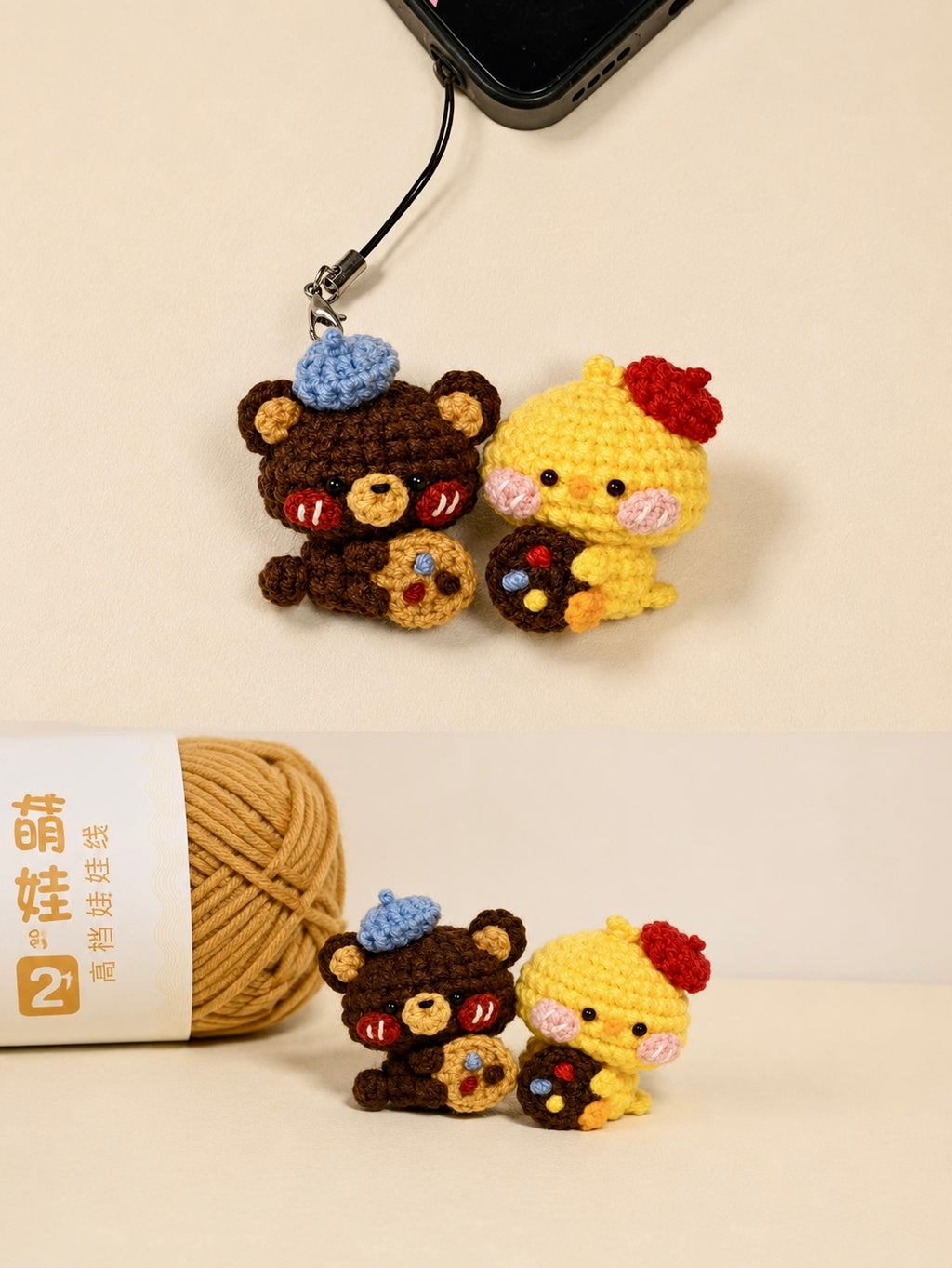 Lucky Clover Friends – Handmade Crochet Bunny & Fox Charms