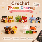 Lucky Clover Friends – Handmade Crochet Bunny & Fox Charms