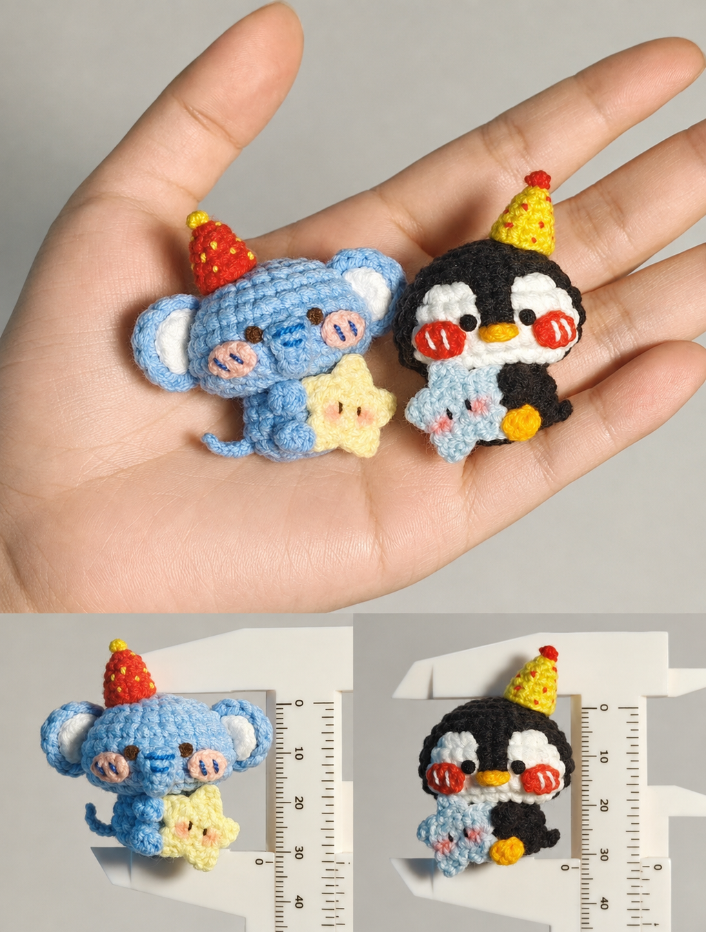 Lucky Clover Friends – Handmade Crochet Bunny & Fox Charms