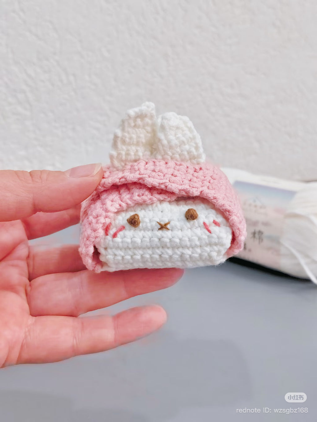 Crochet Bunny AirPods Case – Handmade Earbuds Cover