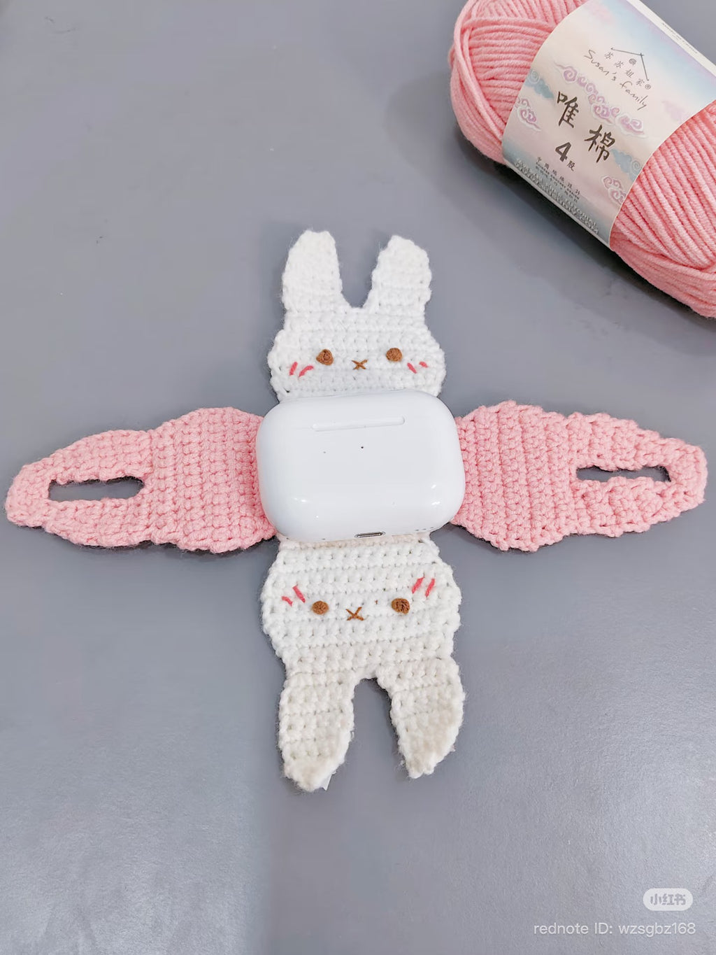 Crochet Bunny AirPods Case – Handmade Earbuds Cover