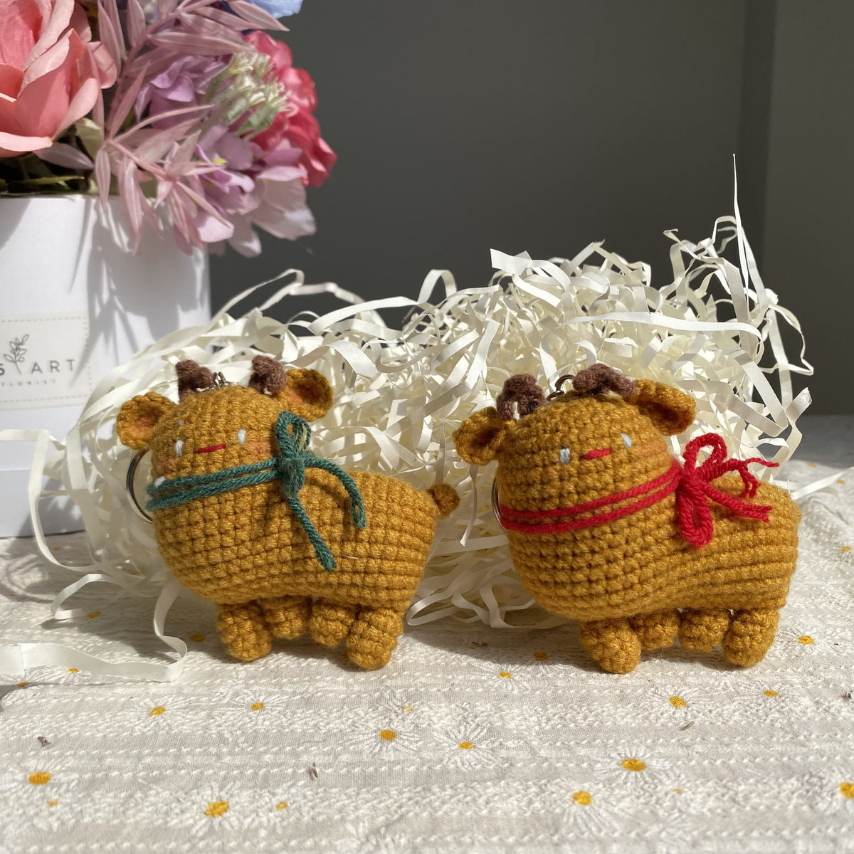 Handmade Crochet Reindeer Keychain – Cute Christmas Bag Charm