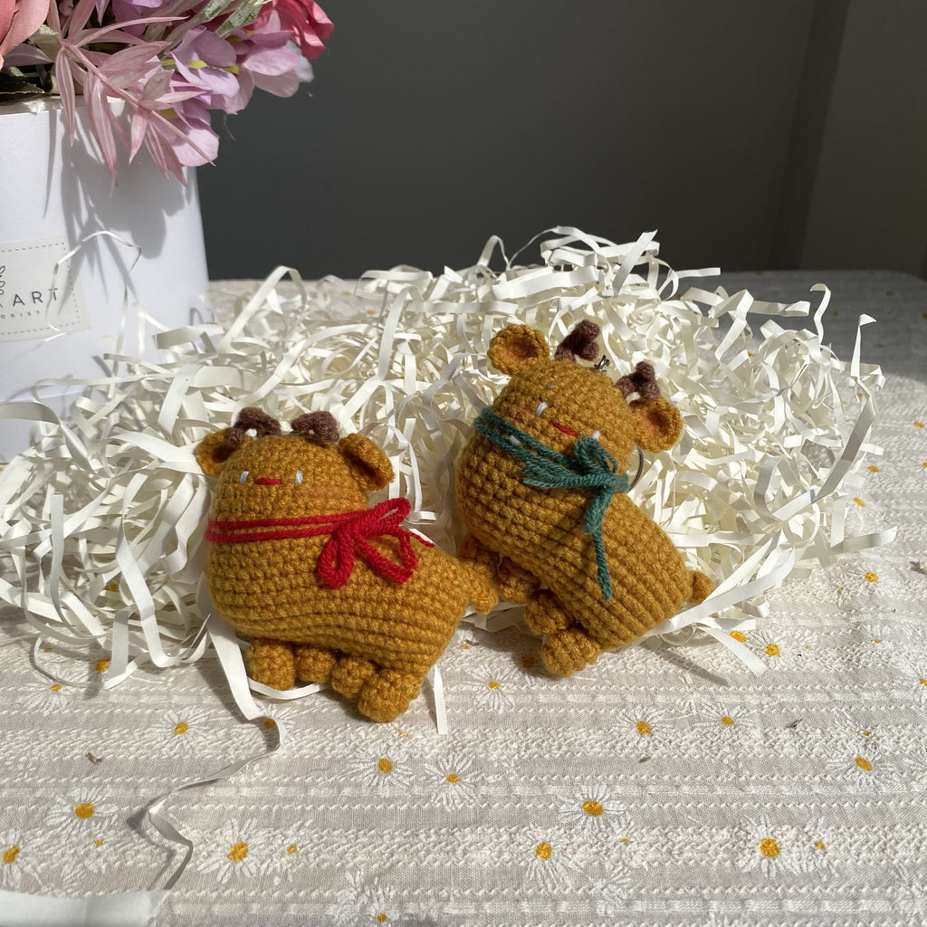 Handmade Crochet Reindeer Keychain – Cute Christmas Bag Charm