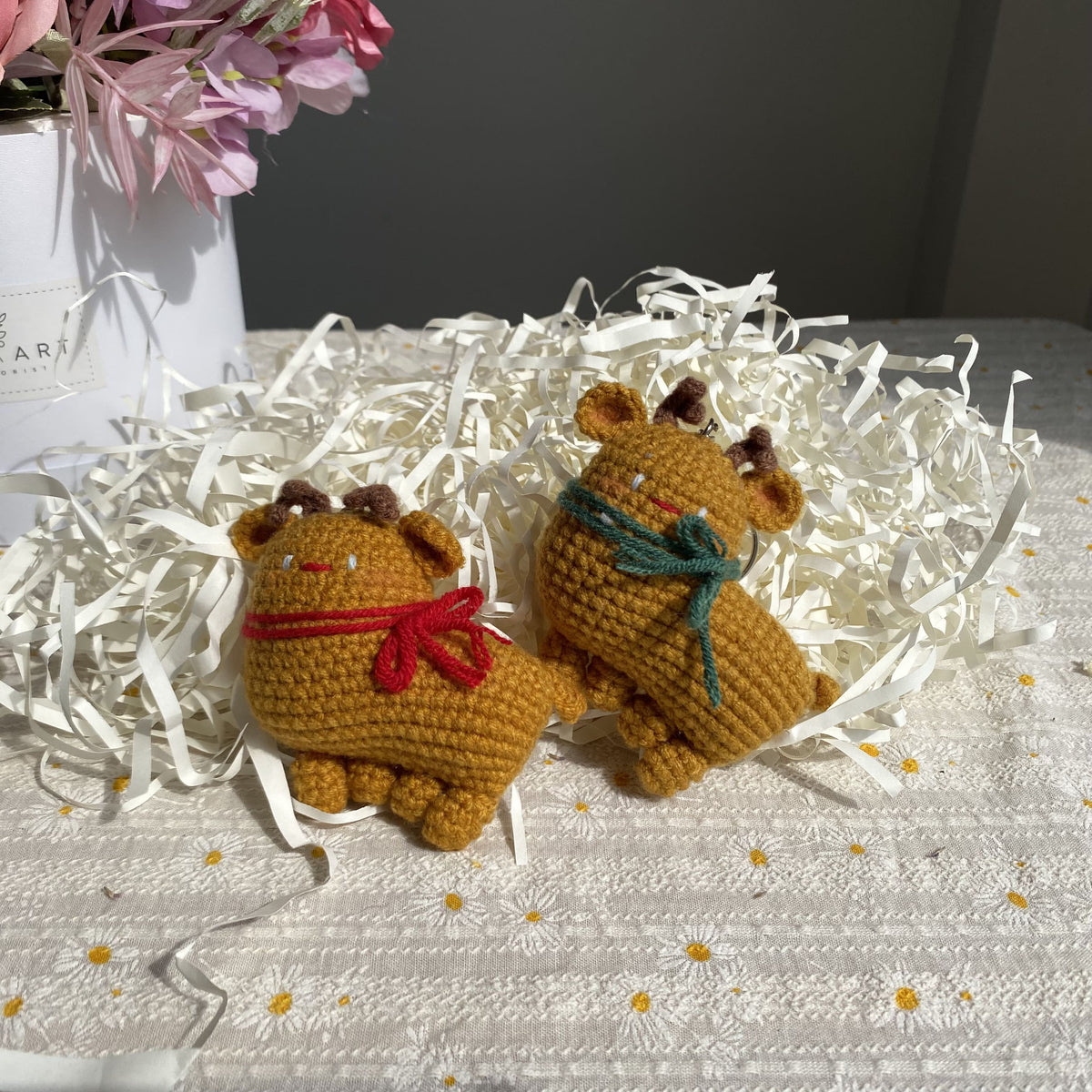 Handmade Crochet Reindeer Keychain – Cute Christmas Bag Charm
