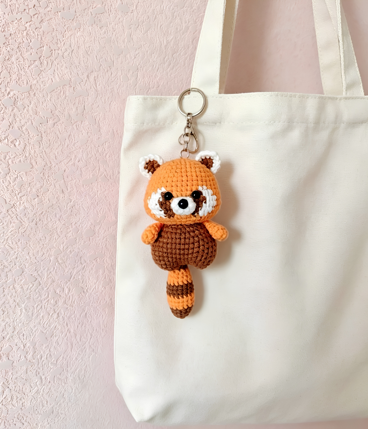 Crochet Red Panda Charm – Handmade Keychain & Car Hanging