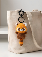 Crochet Red Panda Charm – Handmade Keychain & Car Hanging