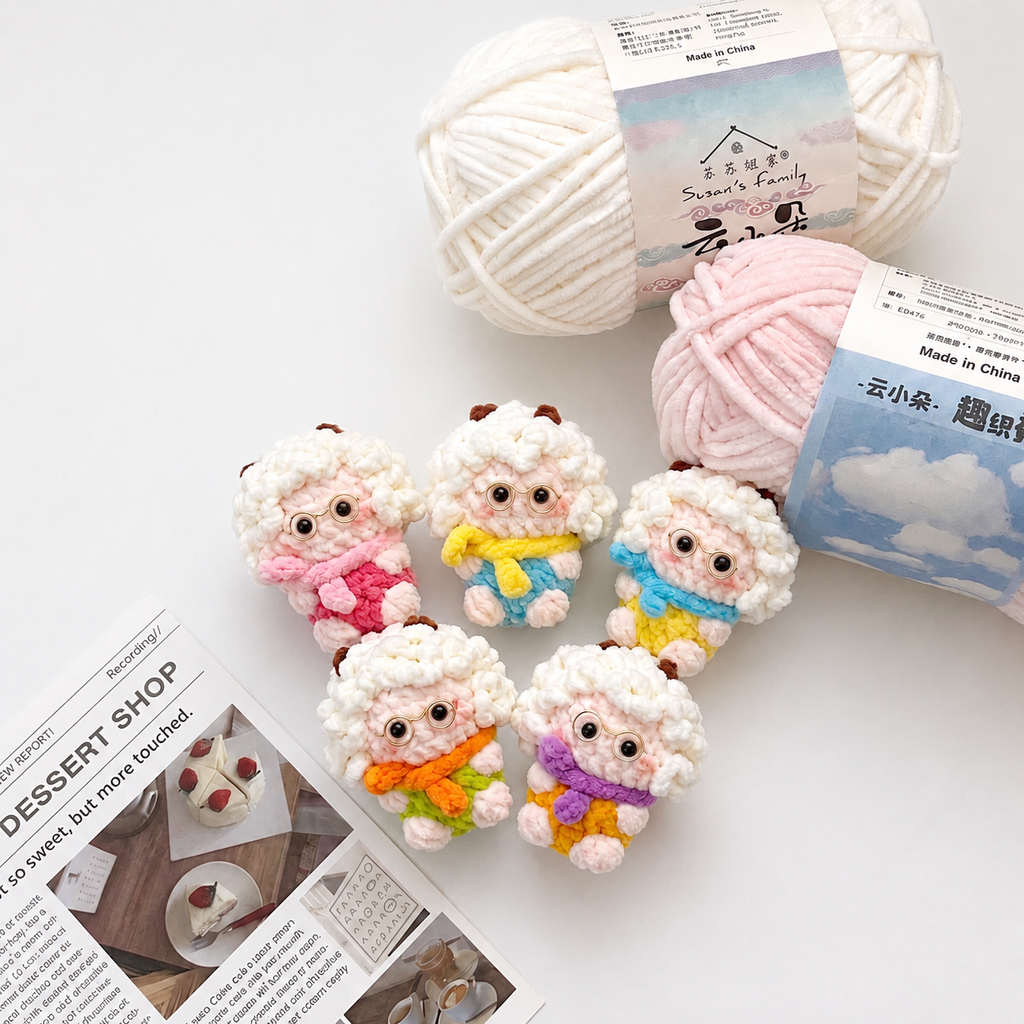 Crochet Lamb Doll with Glasses – Handmade Amigurumi Plush