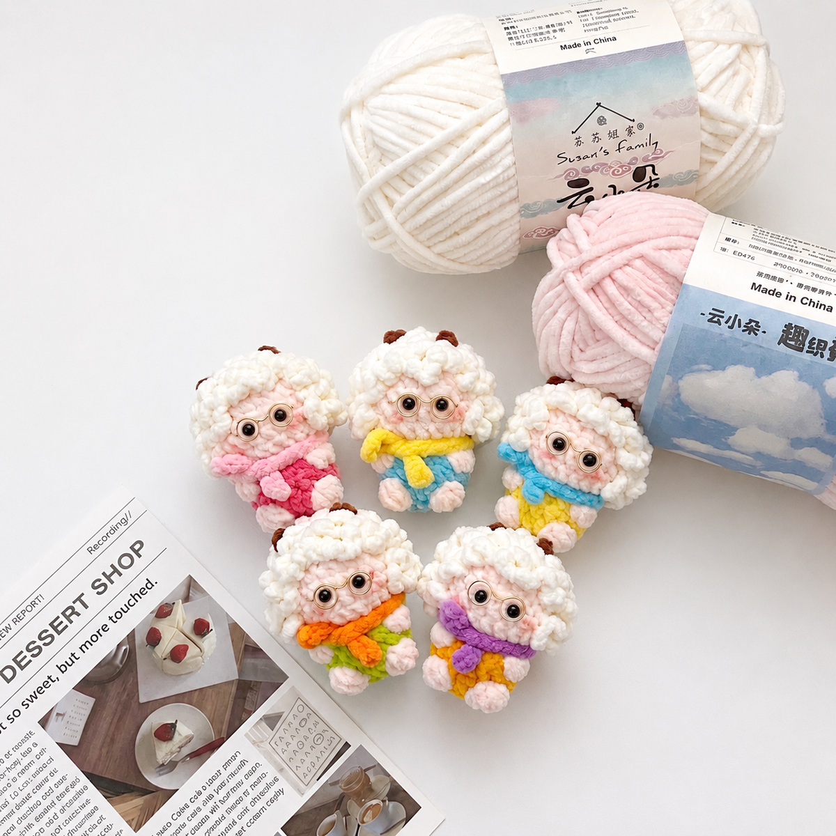 Crochet Lamb Doll with Glasses – Handmade Amigurumi Plush