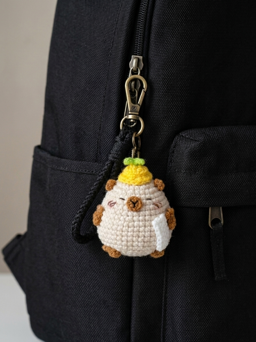 Crochet Capybara Foodie Doll – Handmade Amigurumi Charm
