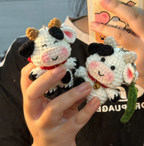 Cute Crochet Cow Keychain – Handmade Mini Plush
