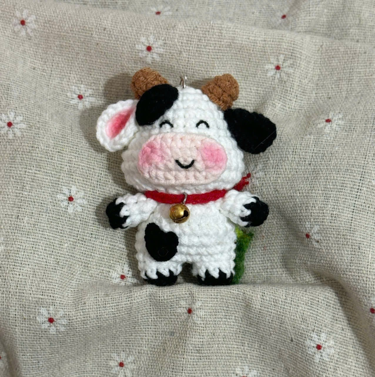 Cute Crochet Cow Keychain – Handmade Mini Plush
