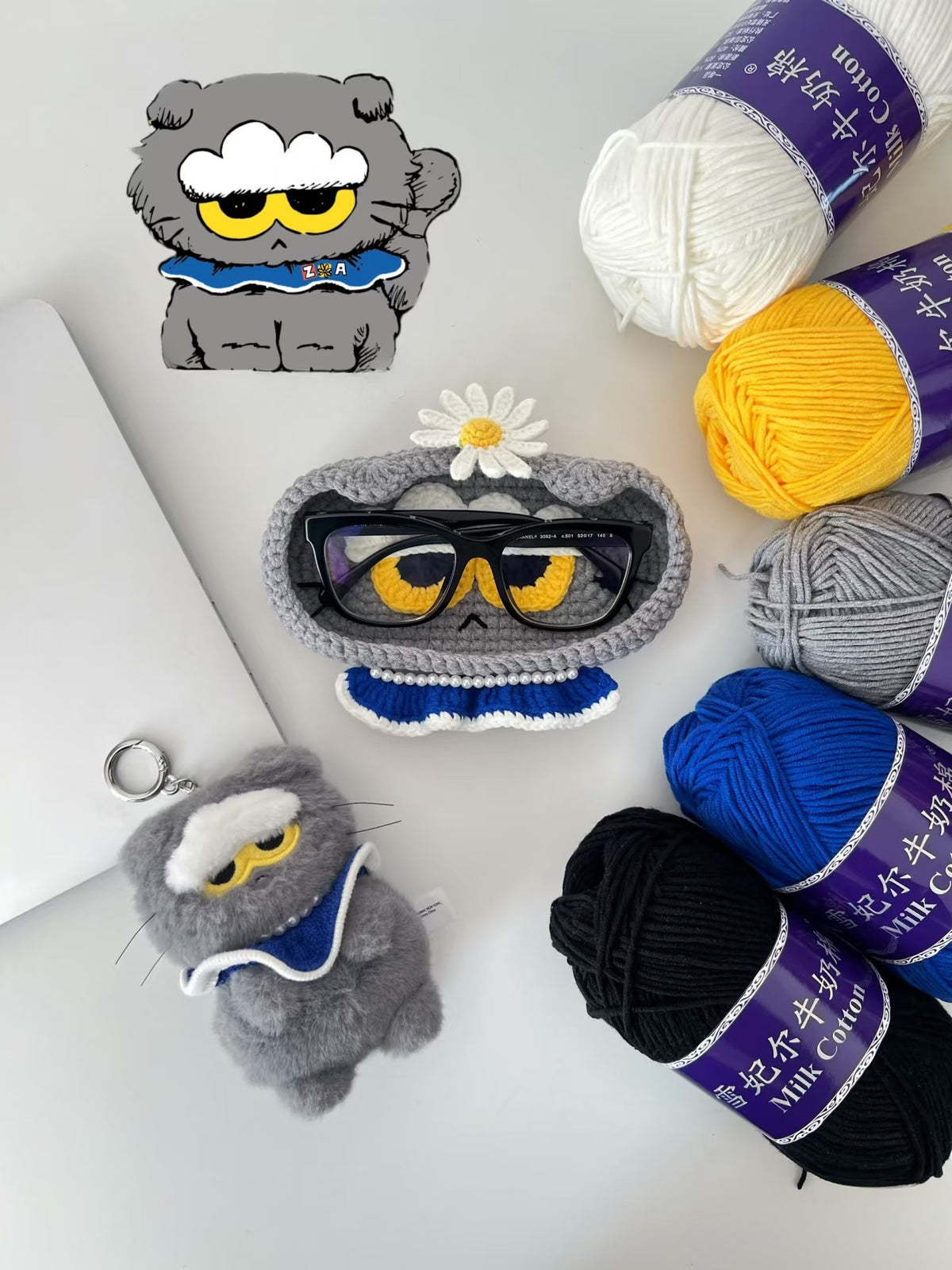 Crochet Cat Glasses Holder – Handmade Eyeglass Stand