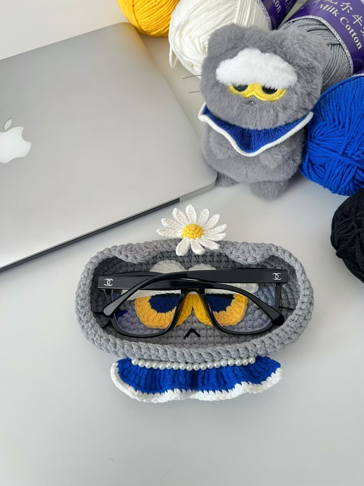 Crochet Cat Glasses Holder – Handmade Eyeglass Stand