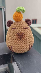 Crochet Capybara Keychain - Handmade Cotton Plush Bag Charm
