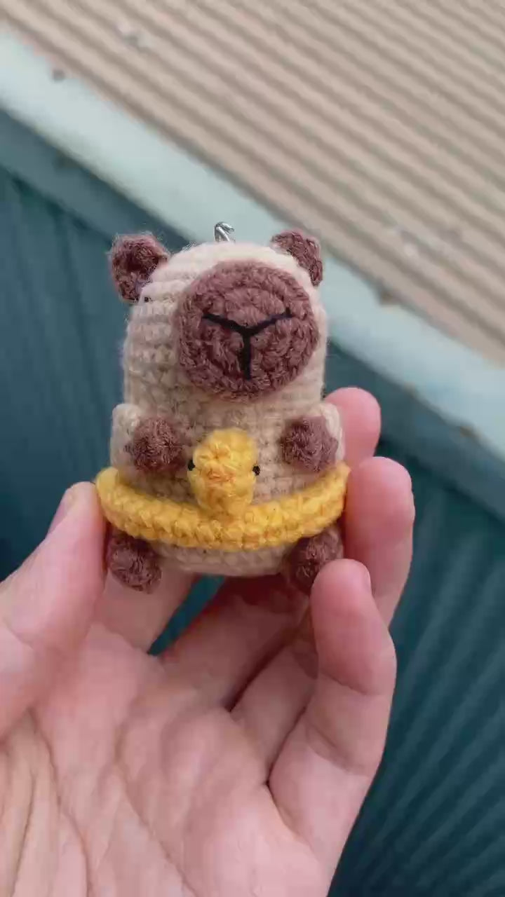 Crochet Capybara & Duck Keychain – Handmade Bag Charm