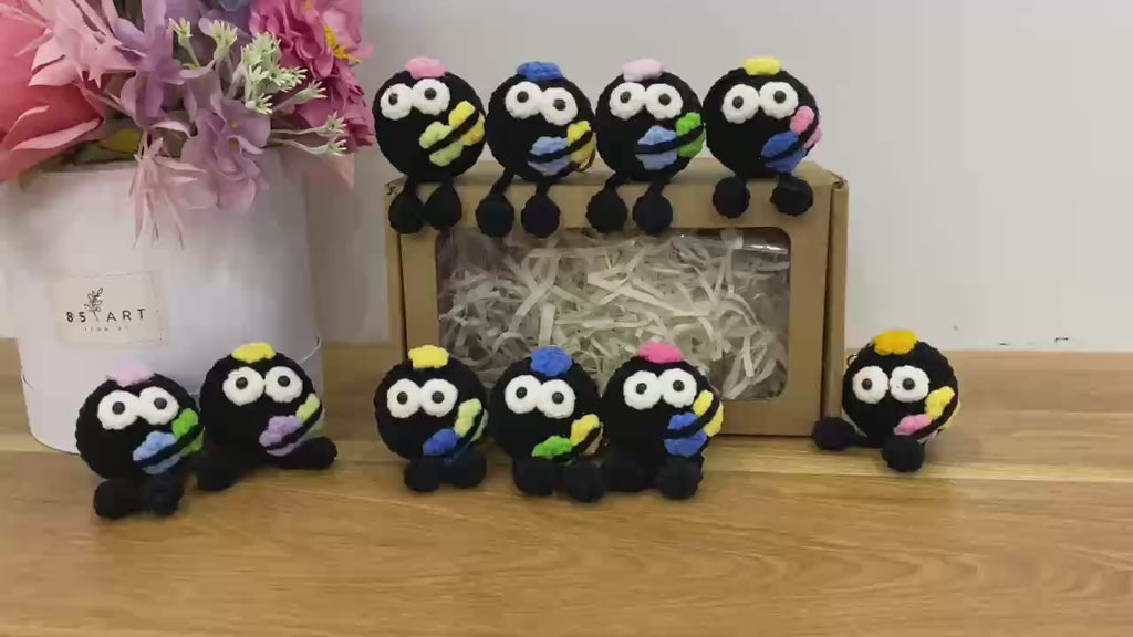 Cute Black Crochet Doll – Handmade Mini Plush