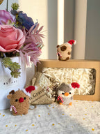 Christmas Crochet Keychain – Reindeer, Penguin & Capybara