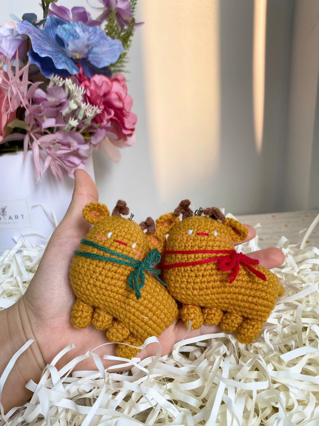 Handmade Crochet Reindeer Keychain – Cute Christmas Bag Charm