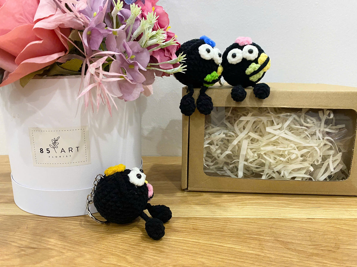 Cute Black Crochet Doll – Handmade Mini Plush