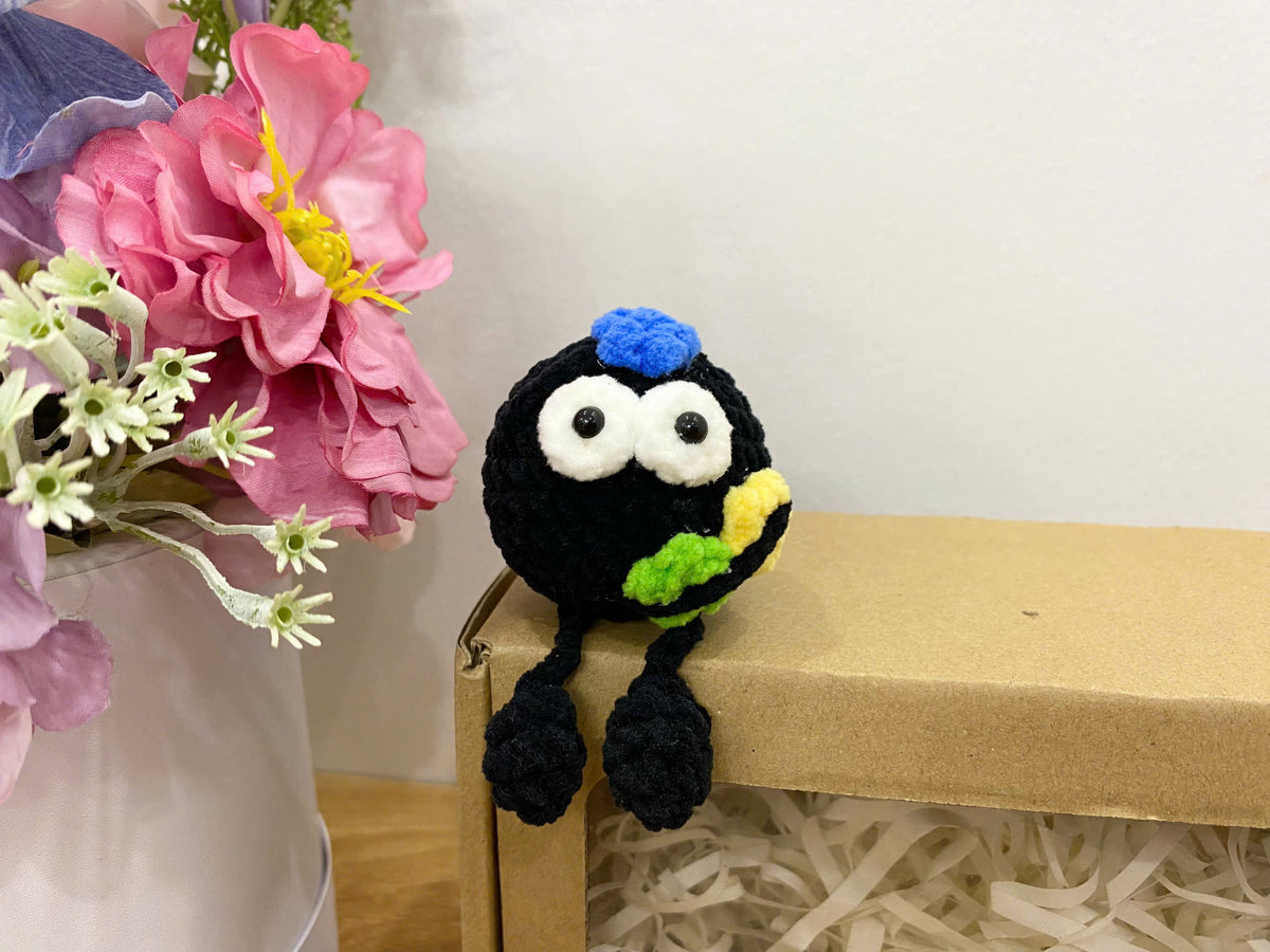Cute Black Crochet Doll – Handmade Mini Plush