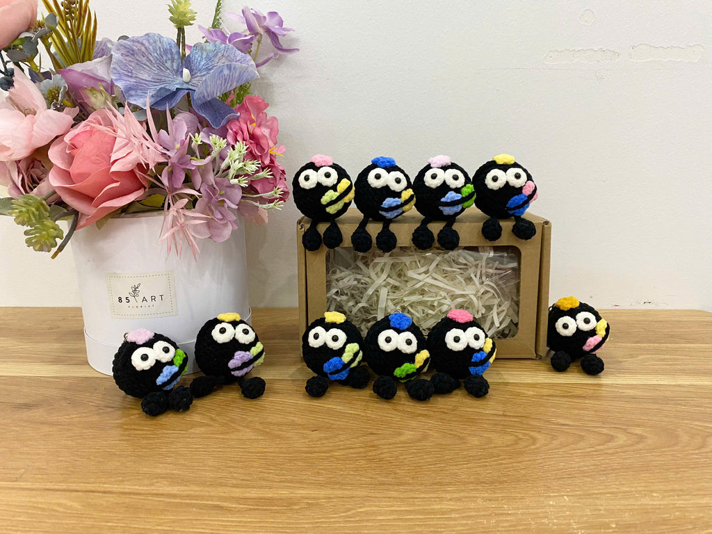 Cute Black Crochet Doll – Handmade Mini Plush