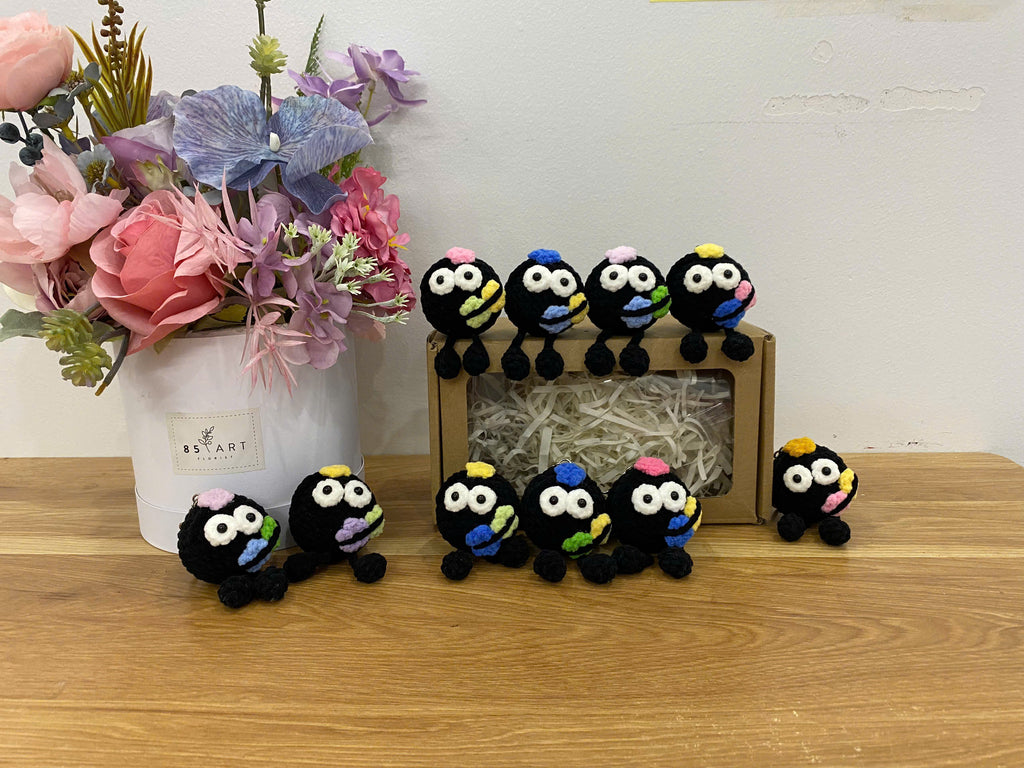 Cute Black Crochet Doll – Handmade Mini Plush