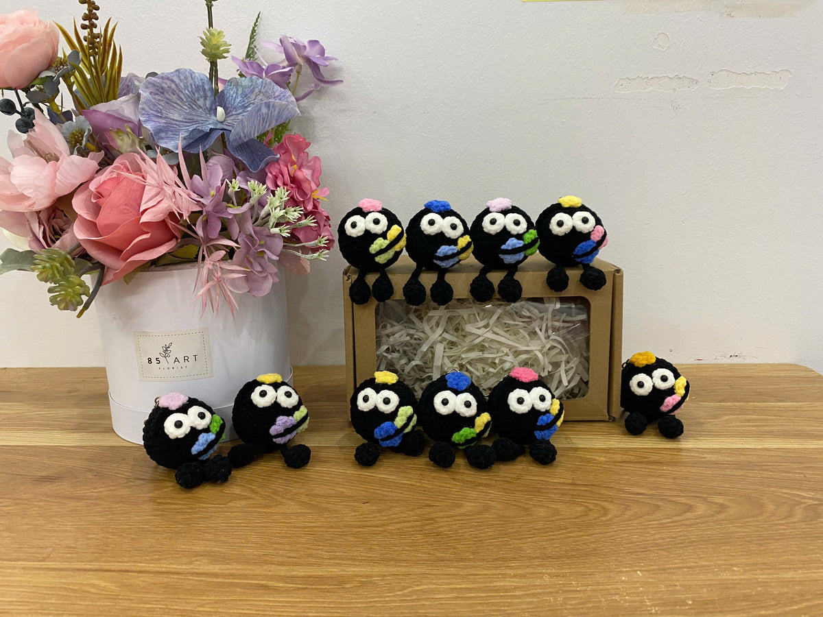 Cute Black Crochet Doll – Handmade Mini Plush