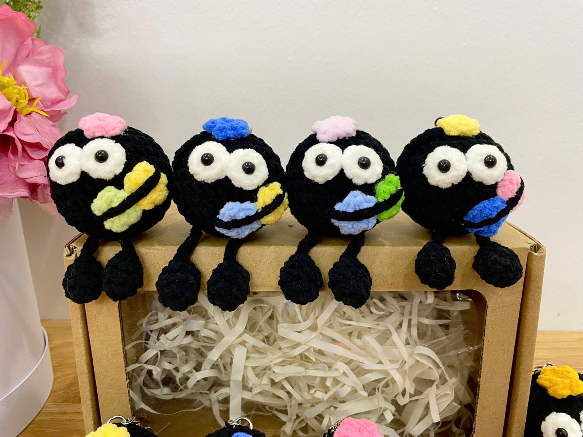 Cute Black Crochet Doll – Handmade Mini Plush