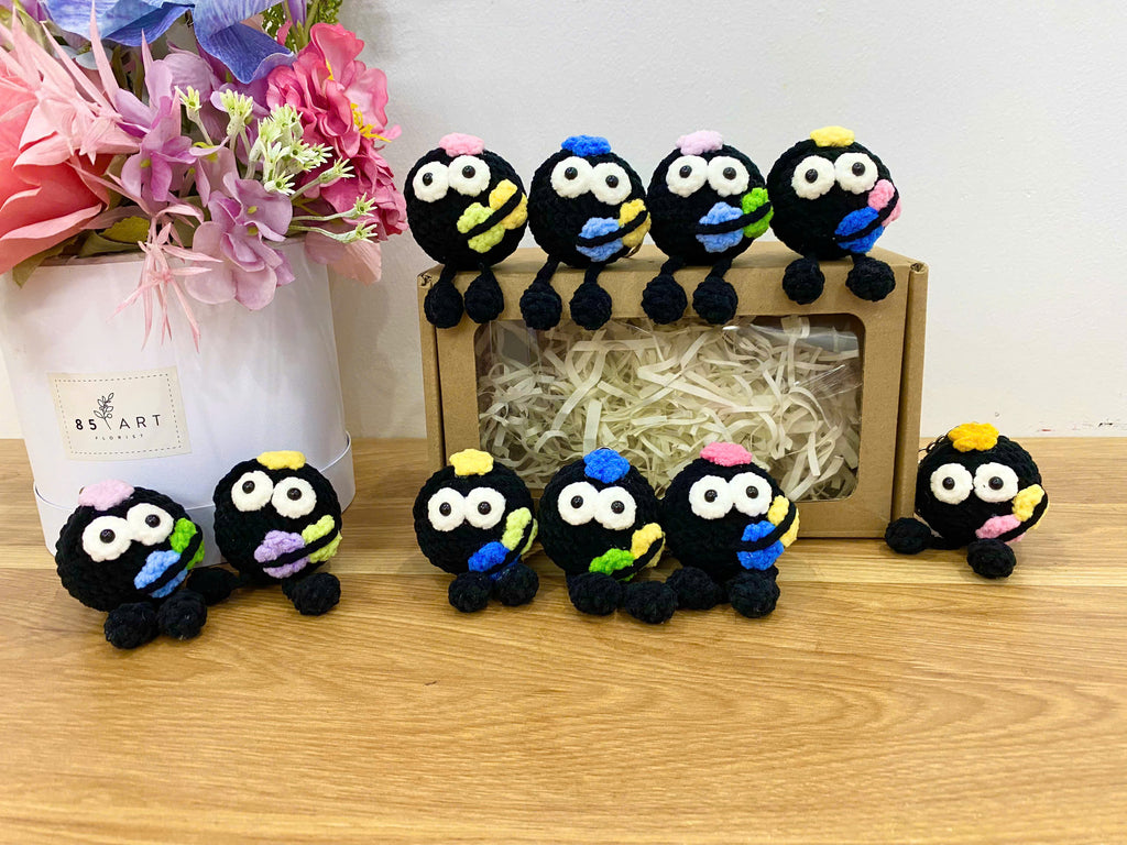 Cute Black Crochet Doll – Handmade Mini Plush