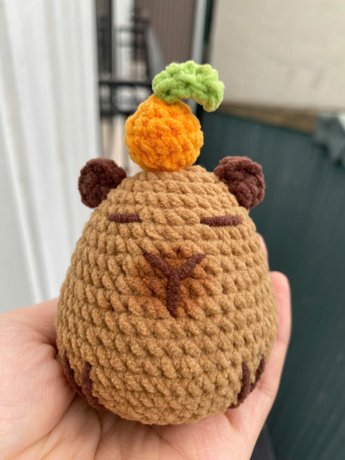 Crochet Capybara Keychain - Handmade Cotton Plush Bag Charm