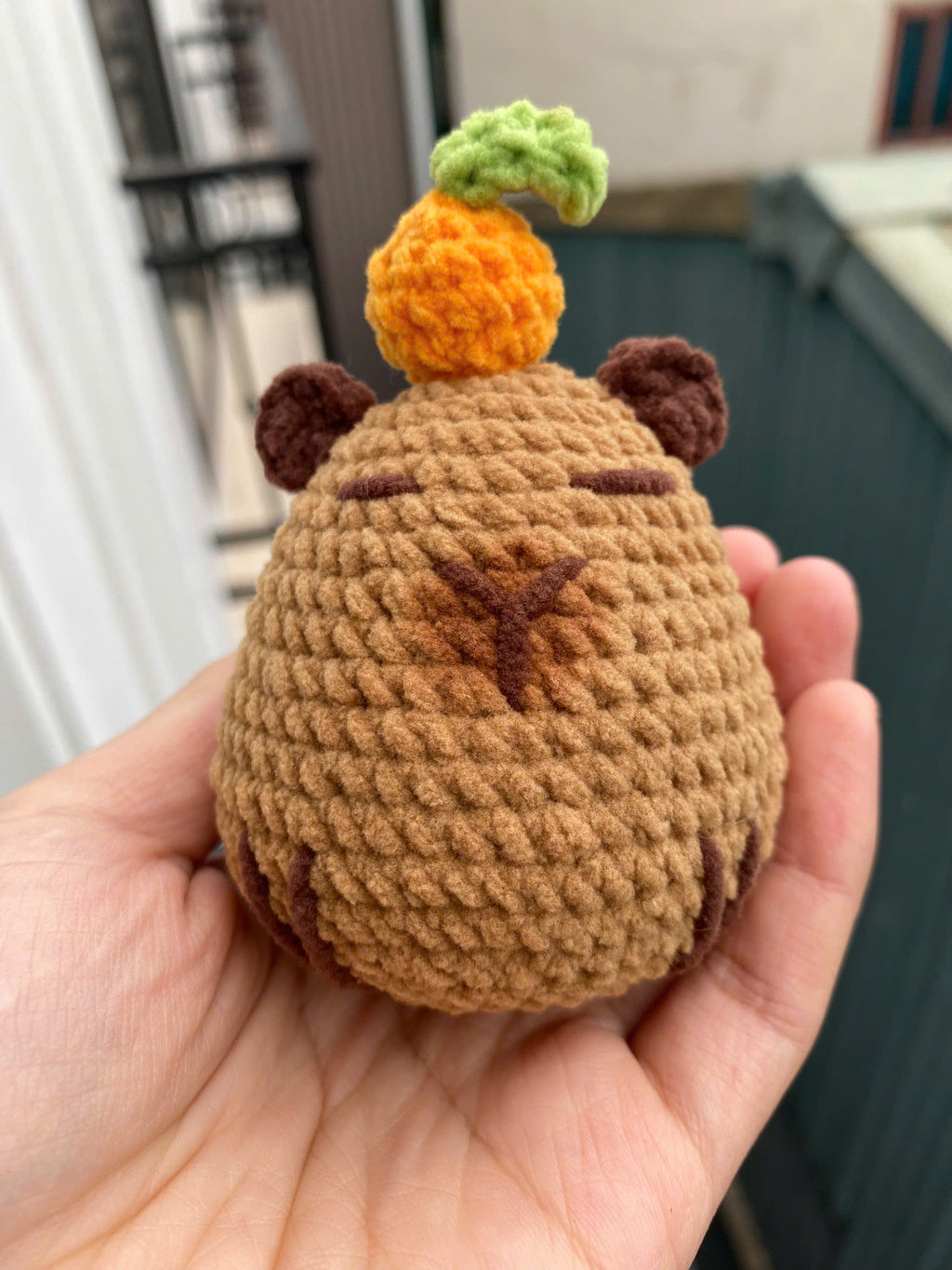 Crochet Capybara Keychain - Handmade Cotton Plush Bag Charm