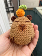 Crochet Capybara Keychain - Handmade Cotton Plush Bag Charm