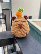 Crochet Capybara Keychain - Handmade Cotton Plush Bag Charm