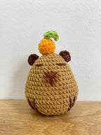 Crochet Capybara Keychain - Handmade Cotton Plush Bag Charm