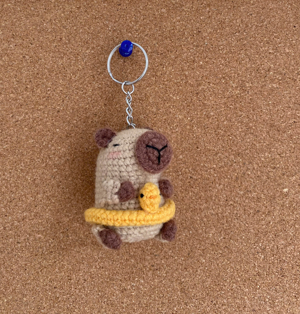 Crochet Capybara & Duck Keychain – Handmade Bag Charm
