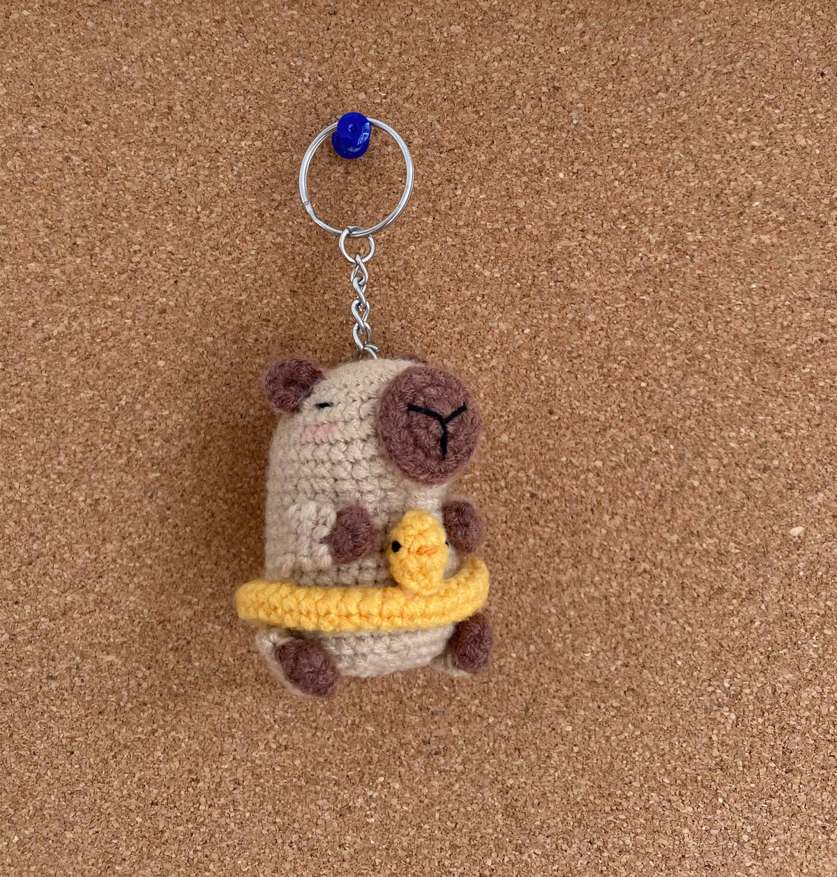 Crochet Capybara & Duck Keychain – Handmade Bag Charm